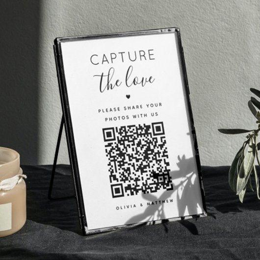 Poster Capturer le panneau d'amour. Code QR mariage noir