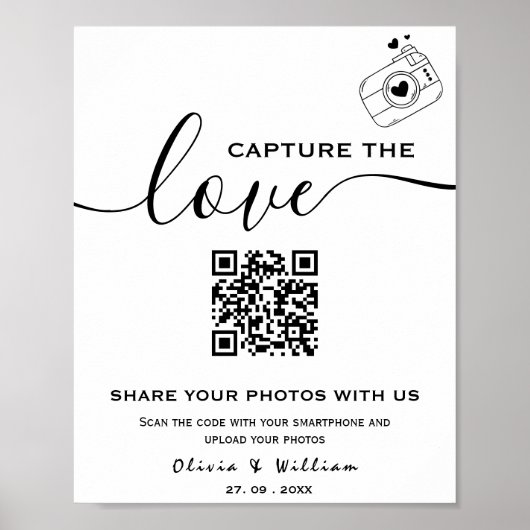 Poster Capturez L'Amour Photo QR Code Mariage moderne (Devant)