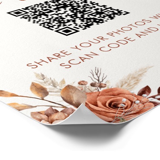 Poster Capturez le code QR Love Boho Fête des mariées (Coin)