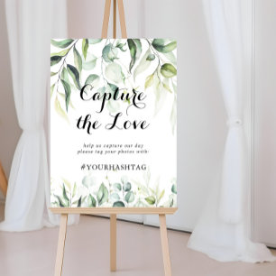 Poster Capturez le hashtag Amour Aquarelle Eucalyptus