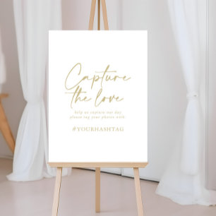 Poster Capturez le hashtag Love Gold Modern Elegant Sign