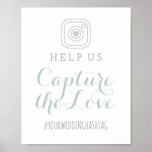 Poster Capturez le hashtag Mariage Love Mint