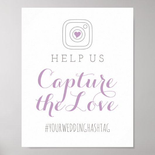 Poster Capturez le hashtag Mariage Love Purple (Devant)