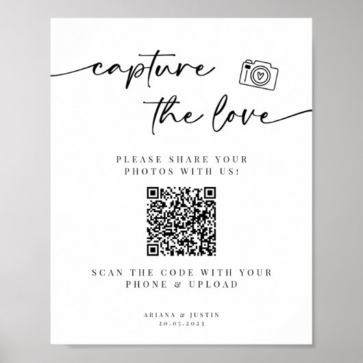 Poster Capturez Le Mariage Love Sign Avec Le Code QR (Devant)