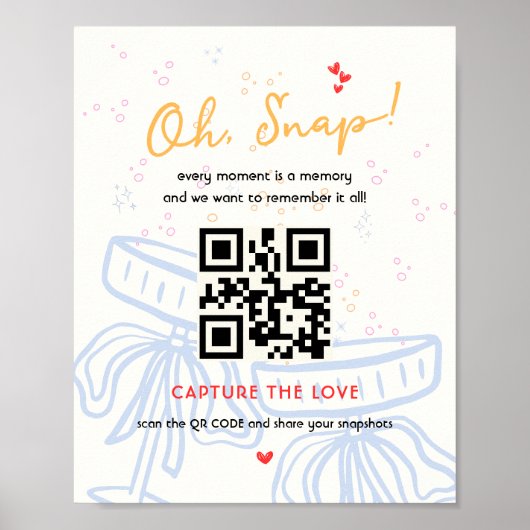 Poster Capturez le Wedding shower de code QR Coquette Lov (Devant)