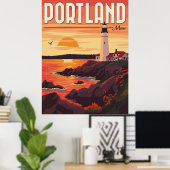 Poster Capturez l'essence de Portland, phare du Maine (Bureau à domicile)