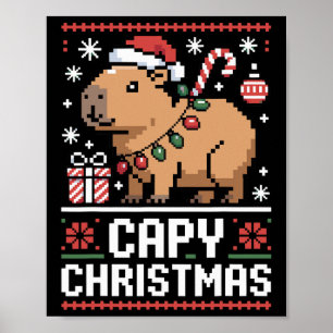 Poster Capy Christmas Funny Capyra Amoureux des animaux d