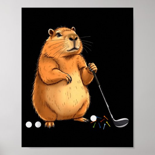 Poster Capy Golf Player Cute Cappy Srts Cartoon Design (Devant)