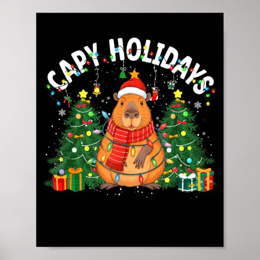 Poster Capy Holidays Capybara Santa Hat Xmas Men Women Ki (Devant)