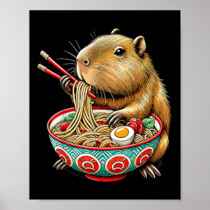 Poster Capybara Aime Les Nouilles Capybara Manger Du Bram