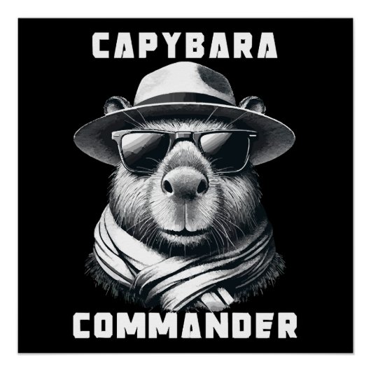Poster Capybara avec lunettes de soleil Capy Commander (Devant)