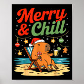 Poster Capybara Christmas Holiday Beach Vibes Merry And C (Devant)
