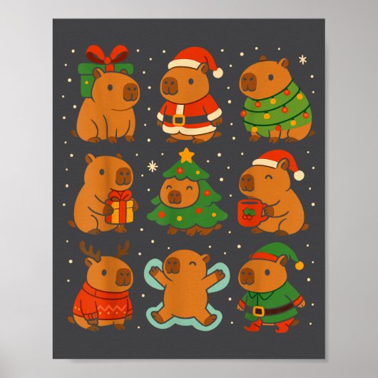 Poster Capybara Christmas Shirt, Funny Capy Holidays  (Devant)