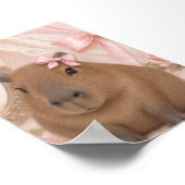 Poster capybara coquette ruban rose (Coin)