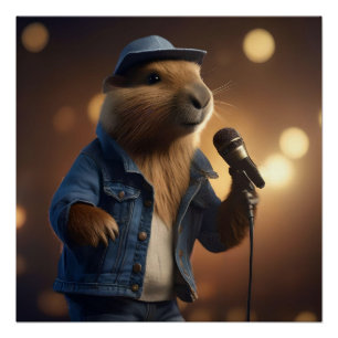 Poster "Capybara Cowboy : Serenading the Wild West"
