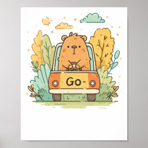 Poster Capybara Dans Une Voiture – Allez ! Motivant Joli 