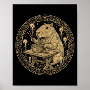 Poster Capybara Drôle Moyen Âge Ramen Fantastique Vi Anci