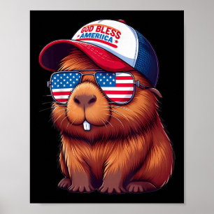 Poster Capybara du 4 juillet – Dieu bénisse l'Amérique Ch