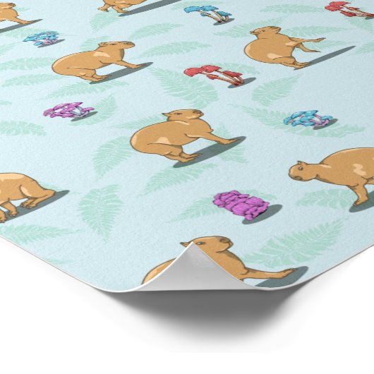 Poster Capybara et mushroom pattern (Coin)