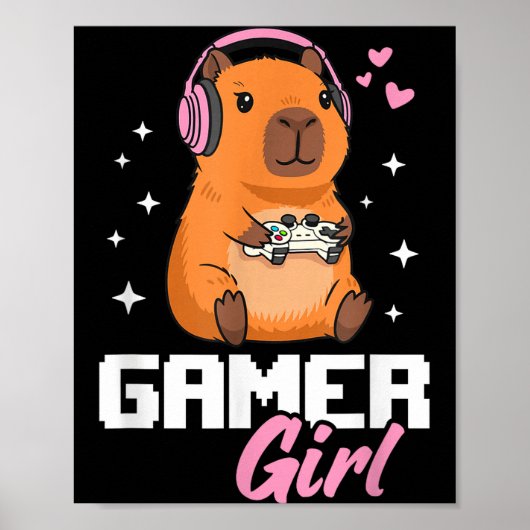 Poster Capybara Gamer Girl Gaming  (Devant)