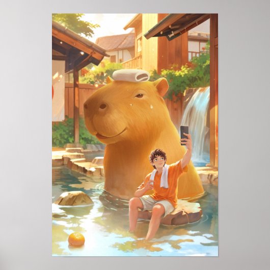Poster Capybara géante - Illustration de source chaude (Devant)