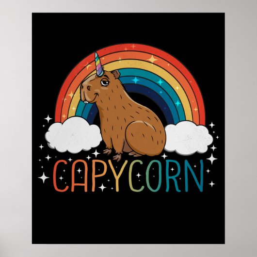 Poster Capybara Gift Girls Unicorn Rainbow Capybara (Devant)