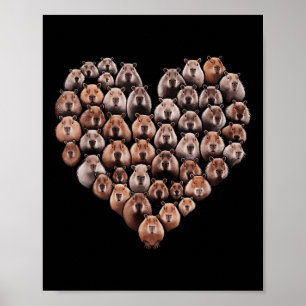 Poster Capybara Love Heart Valentine Pour Enfants Femmes