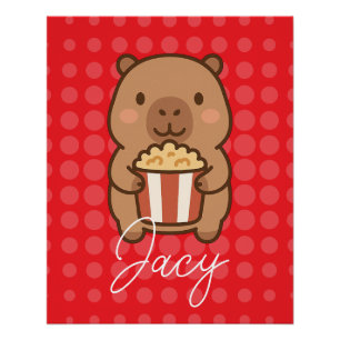 Poster Capybara mignon mangeant du pop-corn pour enfants