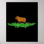Poster Capybara On Crocodile Capy Alligator Rodent Men Wo (Devant)