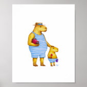 Poster Capybara père et fils 8 x 10 Imprimer (Devant)