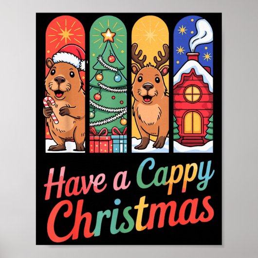 Poster Capybara Renne Xmas Joyeux Noël Capy (Devant)