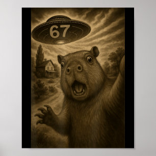 Poster Capybara Selfie 67 Mème Six Sept Drôle Ufo