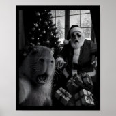 Poster Capybara Selfie With Santa Funny Capybara For Men  (Devant)