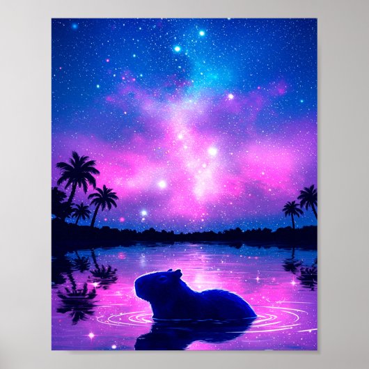 Poster Capybara Sous Ciels Cosmiques (Devant)