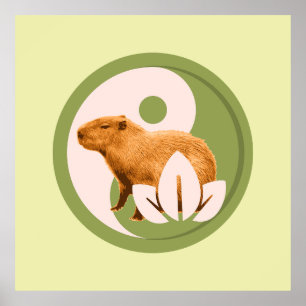 Poster Capybara Zen Yin Yang Nature Paisible