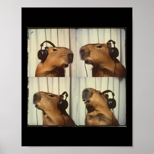 Poster Capybyra Dans Les Casques De Casque Autisme Mélang