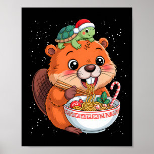 Poster Capyra Et Tortue Ramen Kawaii Xmas Capira
