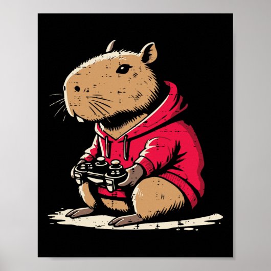 Poster Capyra Gamer Funny Video Gaming Capy Rodent Boys K (Devant)