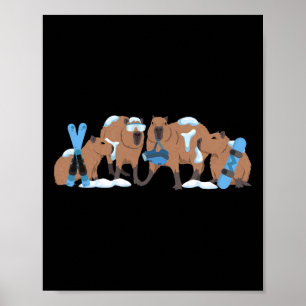 Poster Capyra Ski Cute Capy Snowboard Hiver Capyra Lo