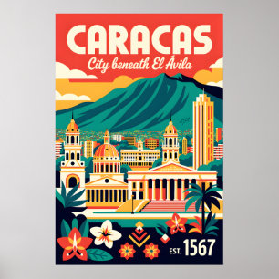 Poster Caracas Venezuela Rétro Voyage Vintage