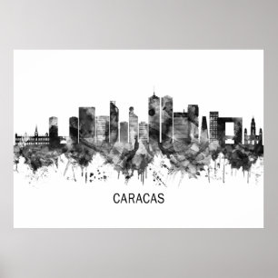 Poster Caracas Venezuela Skyline BW