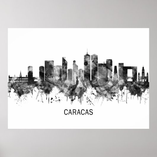 Poster Caracas Venezuela Skyline BW (Devant)