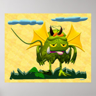 Poster Caractère Animé Monstre de marais vert