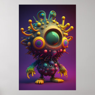 Poster Caractère coloré 3D enchanteur