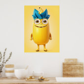 Poster Caractère de banane drôle (Cuisine)
