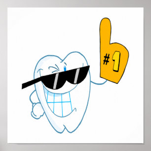 Poster Caractère de dessin de dent souriante Numéro un
