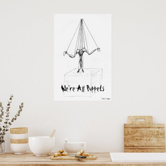 Poster Caractère de dessin marionnette à cordes (Cuisine)