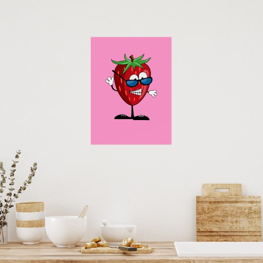 Poster Caractère fraise cool (Cuisine)