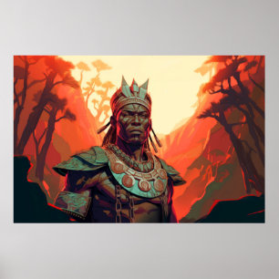 Poster Caractère Guerrier Portrait Africain