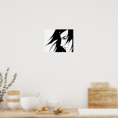 Poster Caractère Manga Anime noir et blanc (Cuisine)